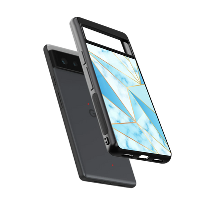 French Marble sleek google pixel 6 cover with tempered glass back and TPU edges