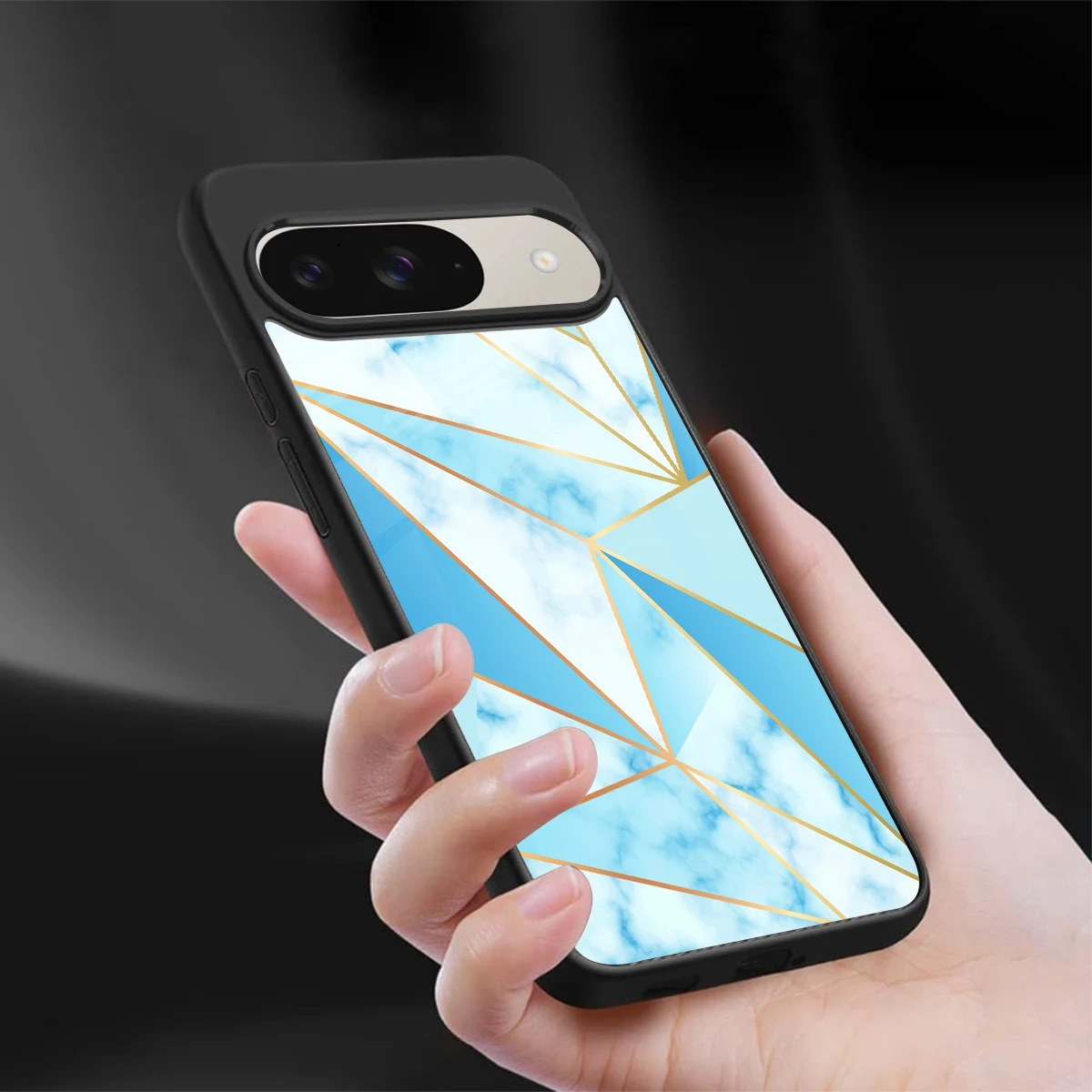 French Marble sleek google pixel 9 cover with tempered glass back and TPU edges