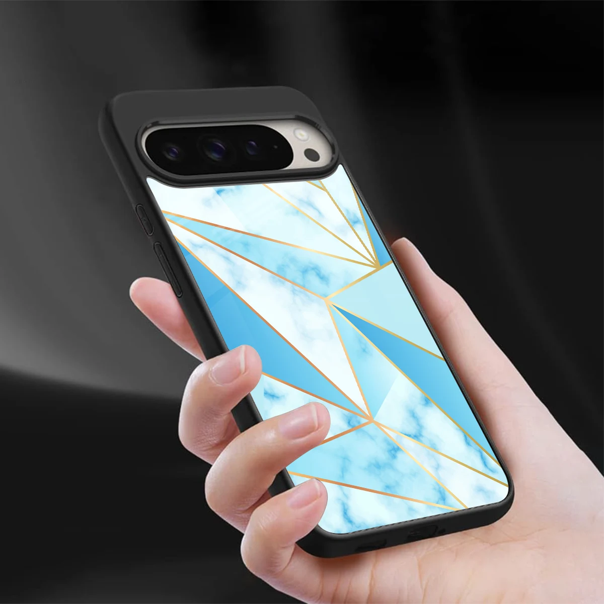French Marble sleek google pixel 9 pro xl cover with tempered glass back and TPU edges