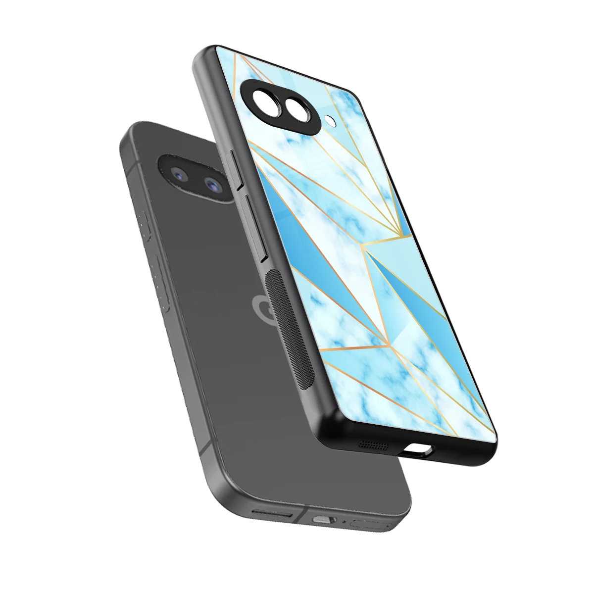 French Marble sleek google pixel 10a cover with tempered glass back and TPU edges
