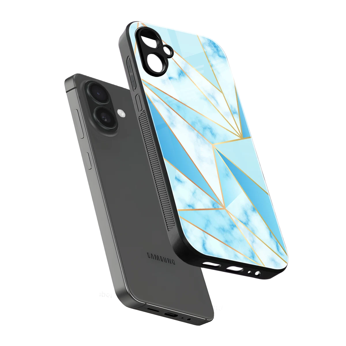 French Marble sleek samsung galaxy a06 5g cover with tempered glass back and TPU edges