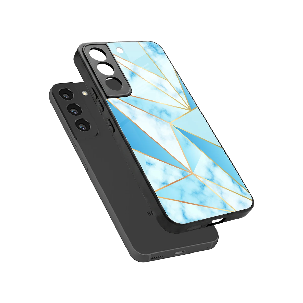 French Marble sleek samsung galaxy s22 cover with tempered glass back and TPU edges