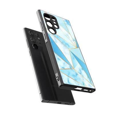 French Marble sleek samsung galaxy s23 ultra cover with tempered glass back and TPU edges