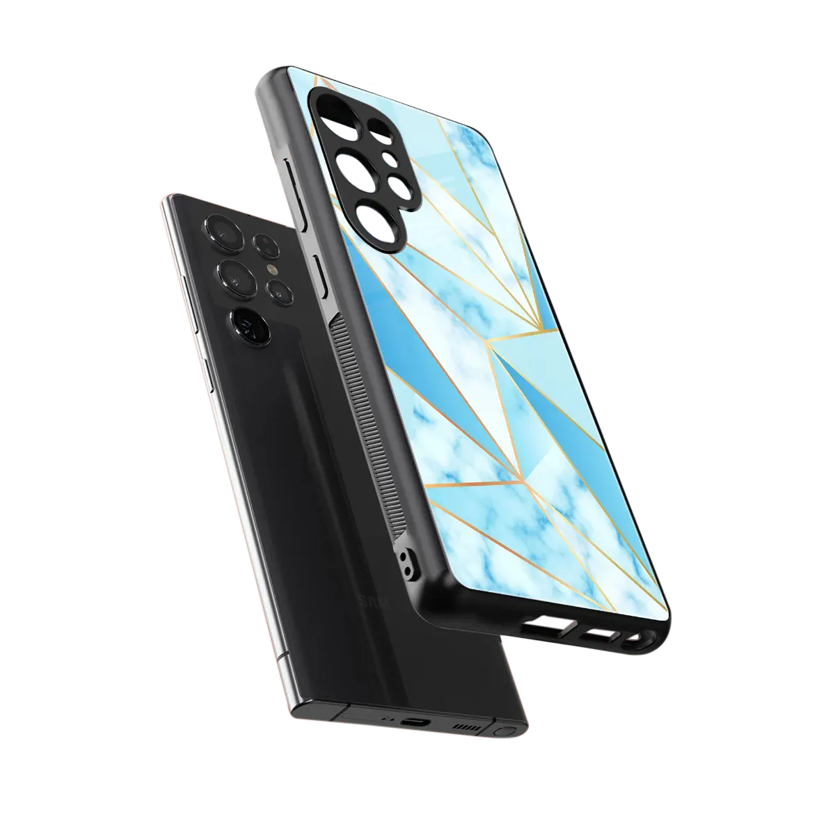 French Marble sleek samsung galaxy s25 ultra cover with tempered glass back and TPU edges