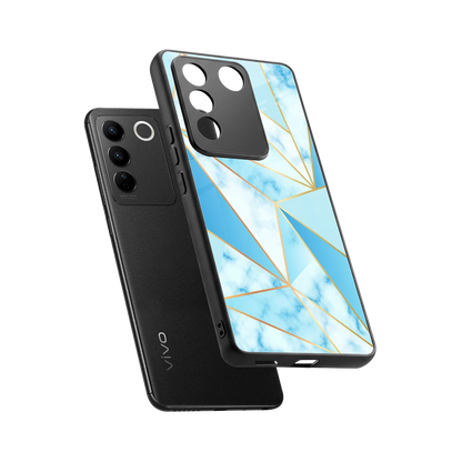 French Marble sleek vivo v27 5g cover with tempered glass back and TPU edges