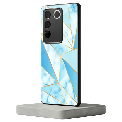 French Marble vivo v27 5g mobile cover | shockproof glass phone case