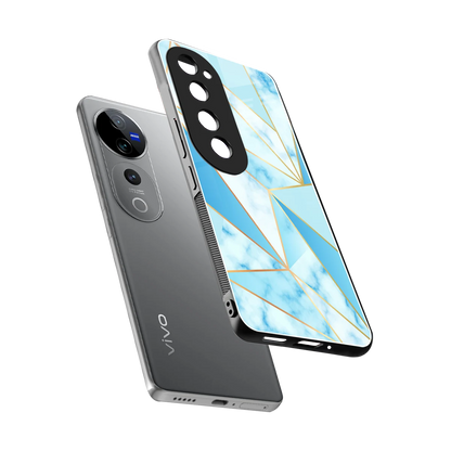 French Marble sleek vivo v40 pro cover with tempered glass back and TPU edges