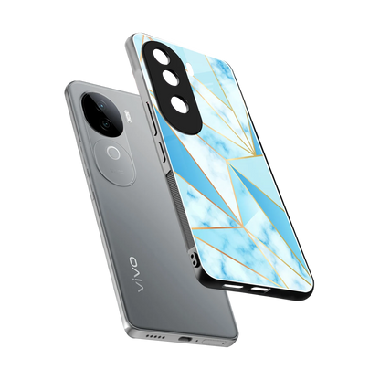 French Marble sleek vivo v40e cover with tempered glass back and TPU edges