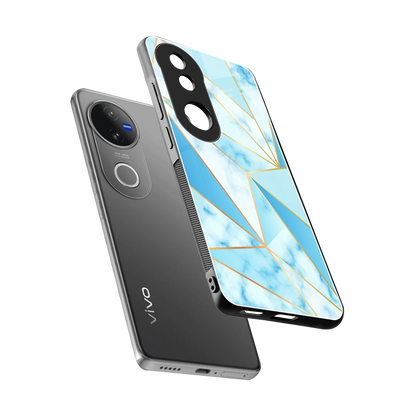 French Marble sleek vivo v50 cover with tempered glass back and TPU edges