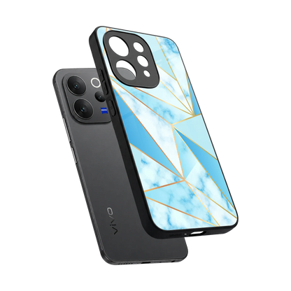 French Marble sleek vivo v70 elite cover with tempered glass back and TPU edges