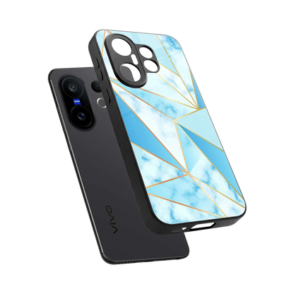 French Marble sleek vivo x200 fe cover with tempered glass back and TPU edges