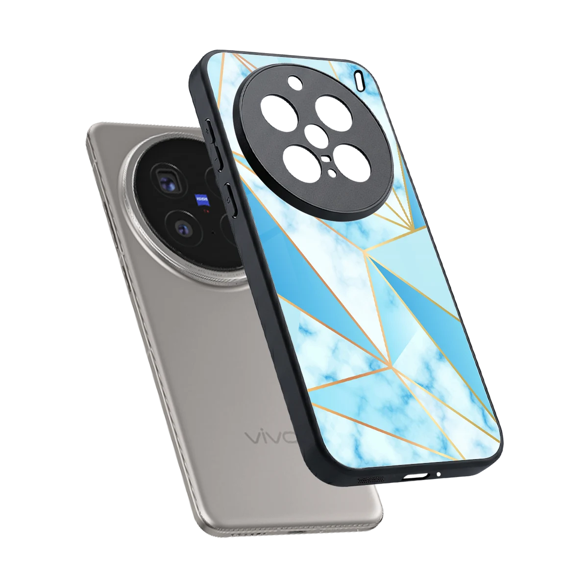 French Marble sleek vivo x200 pro cover with tempered glass back and TPU edges