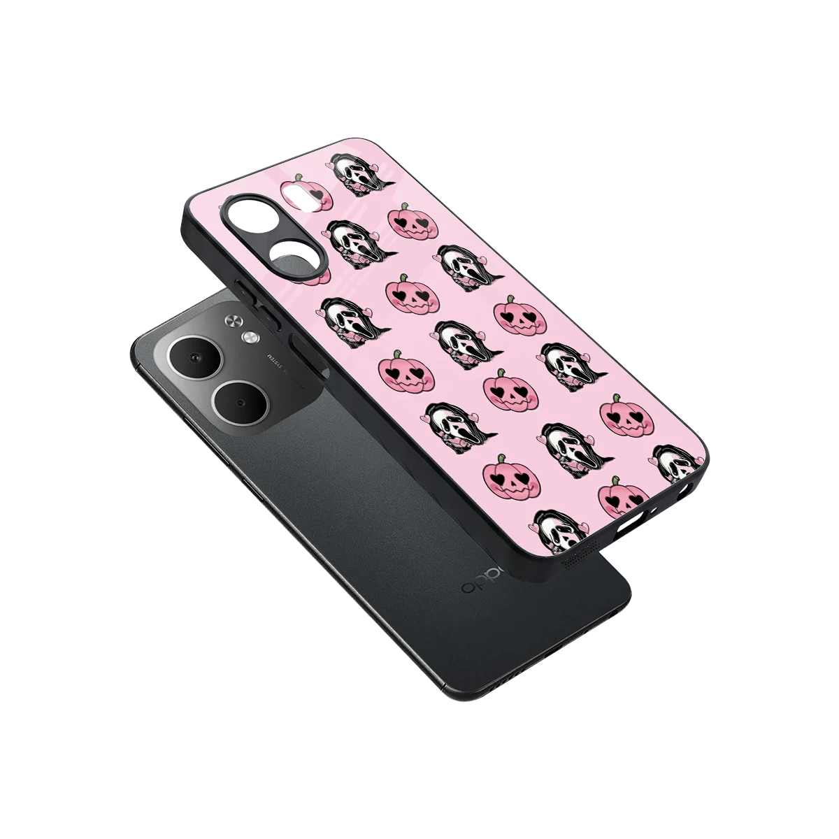 Friendly Ghost sleek oppo a5x 5g cover with tempered glass back and TPU edges