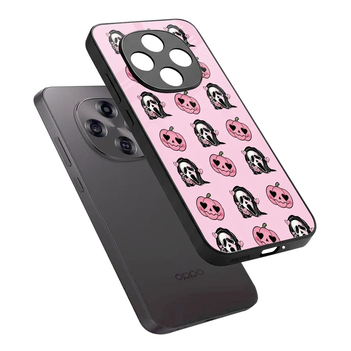 Friendly Ghost sleek oppo f31 pro 5g cover with tempered glass back and TPU edges