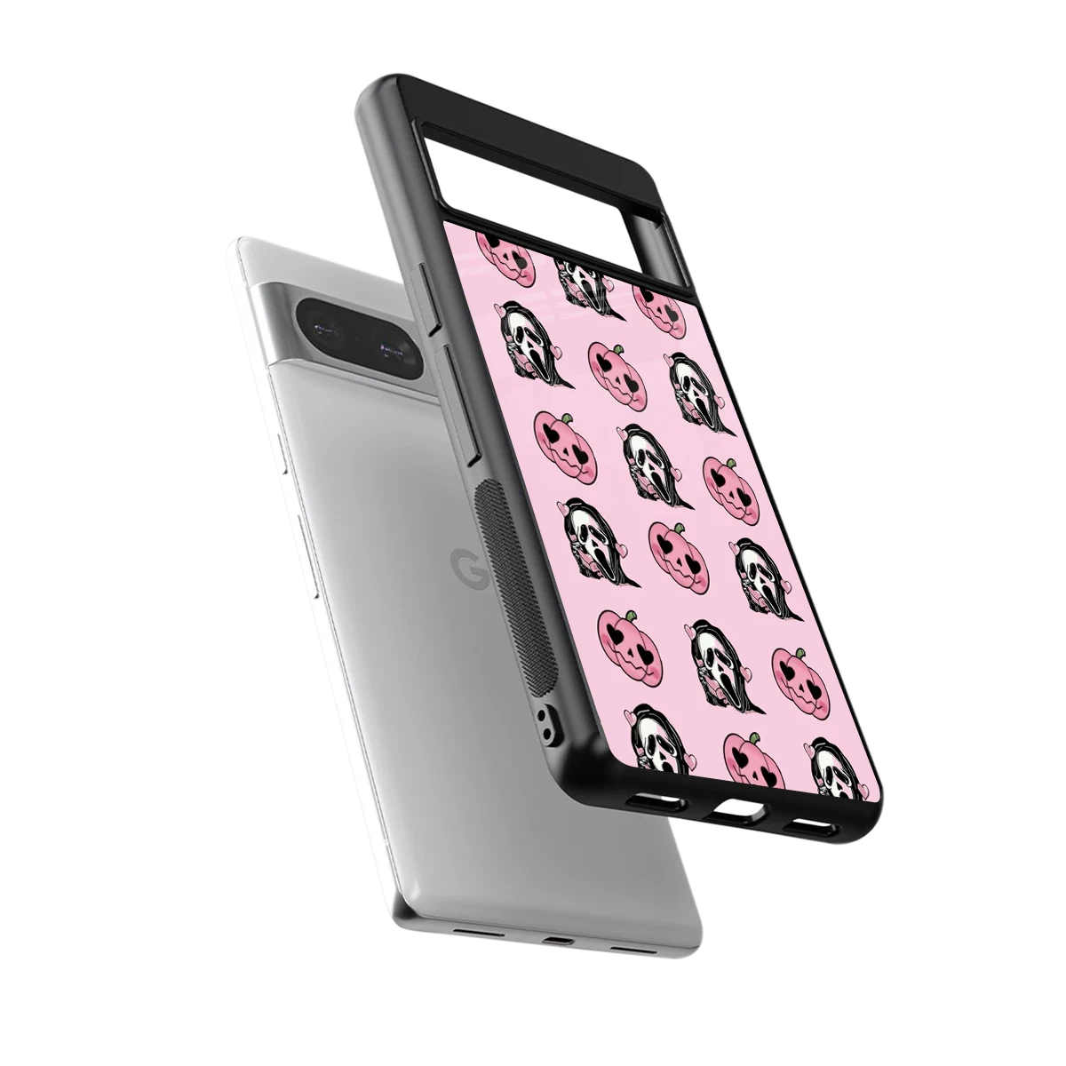 Friendly Ghost sleek google pixel 8 cover with tempered glass back and TPU edges