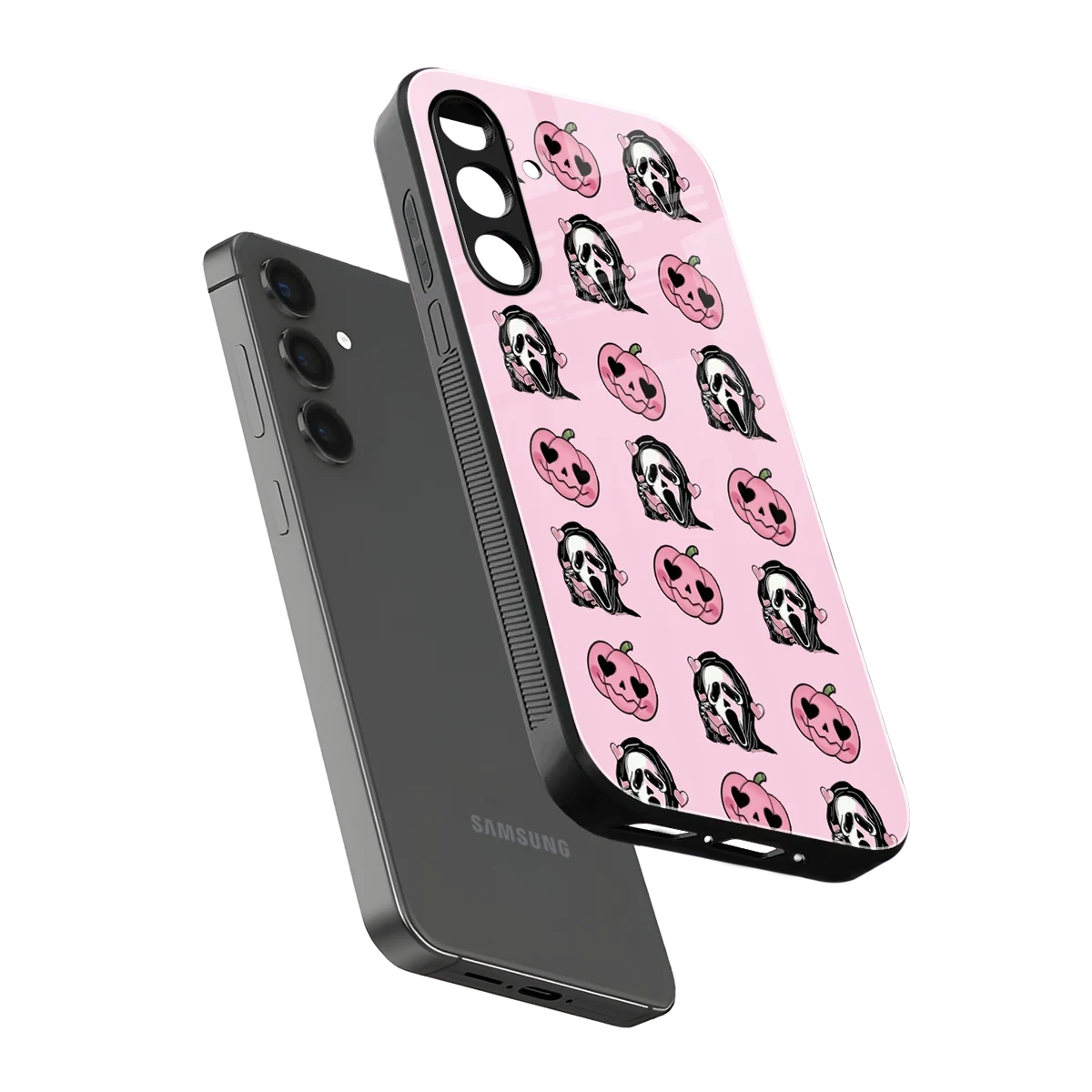 Friendly Ghost sleek samsung galaxy m35 5g cover with tempered glass back and TPU edges