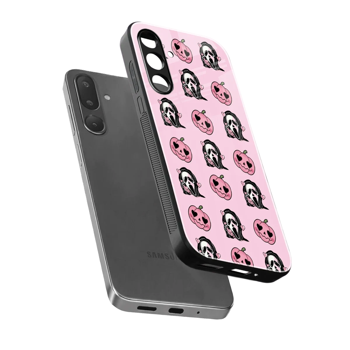 Friendly Ghost sleek samsung galaxy m56 5g cover with tempered glass back and TPU edges