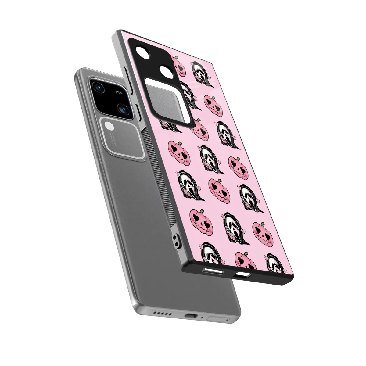 Friendly Ghost sleek vivo v30 cover with tempered glass back and TPU edges