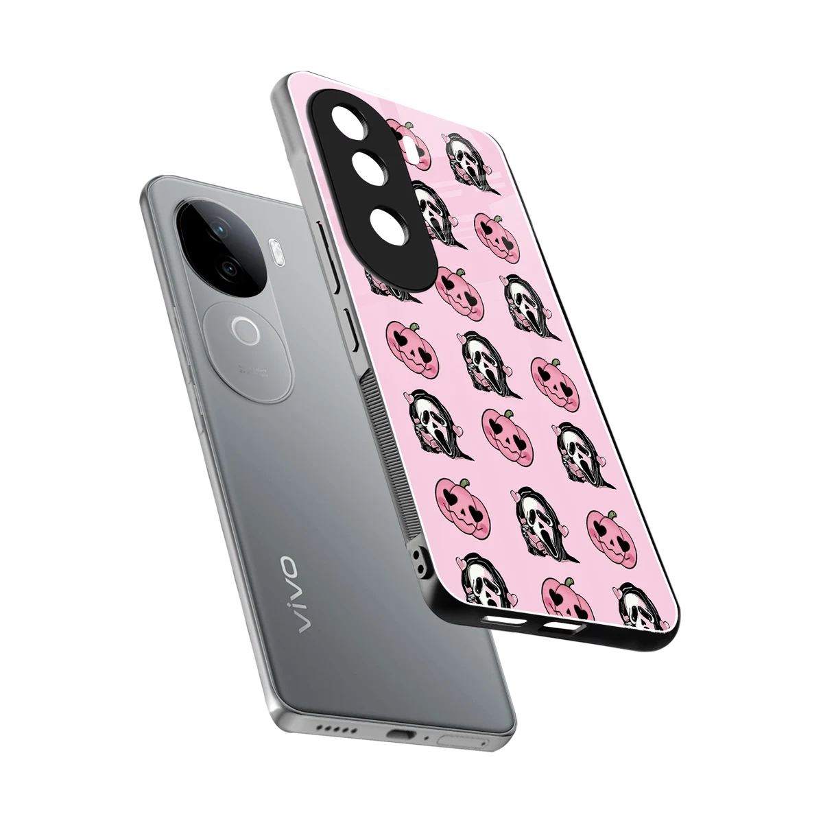Friendly Ghost sleek vivo v40e cover with tempered glass back and TPU edges