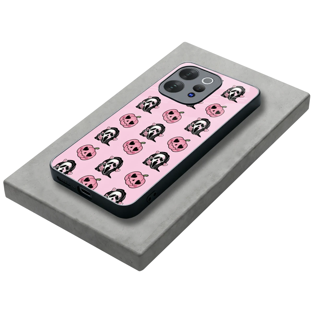 Friendly Ghost stylish phone case for vivo v70 | glossy glass and slim fit