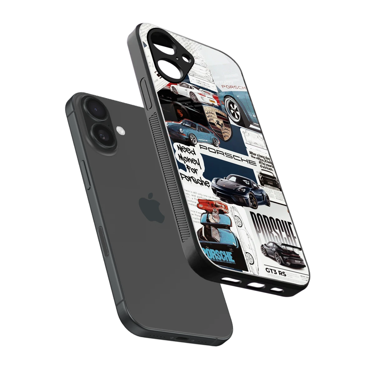 Fund My Ride sleek iPhone 16 cover with tempered glass back and TPU edges