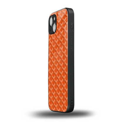 Fusion Wave Orange iphone 14 plus mobile cover | shockproof glass phone case