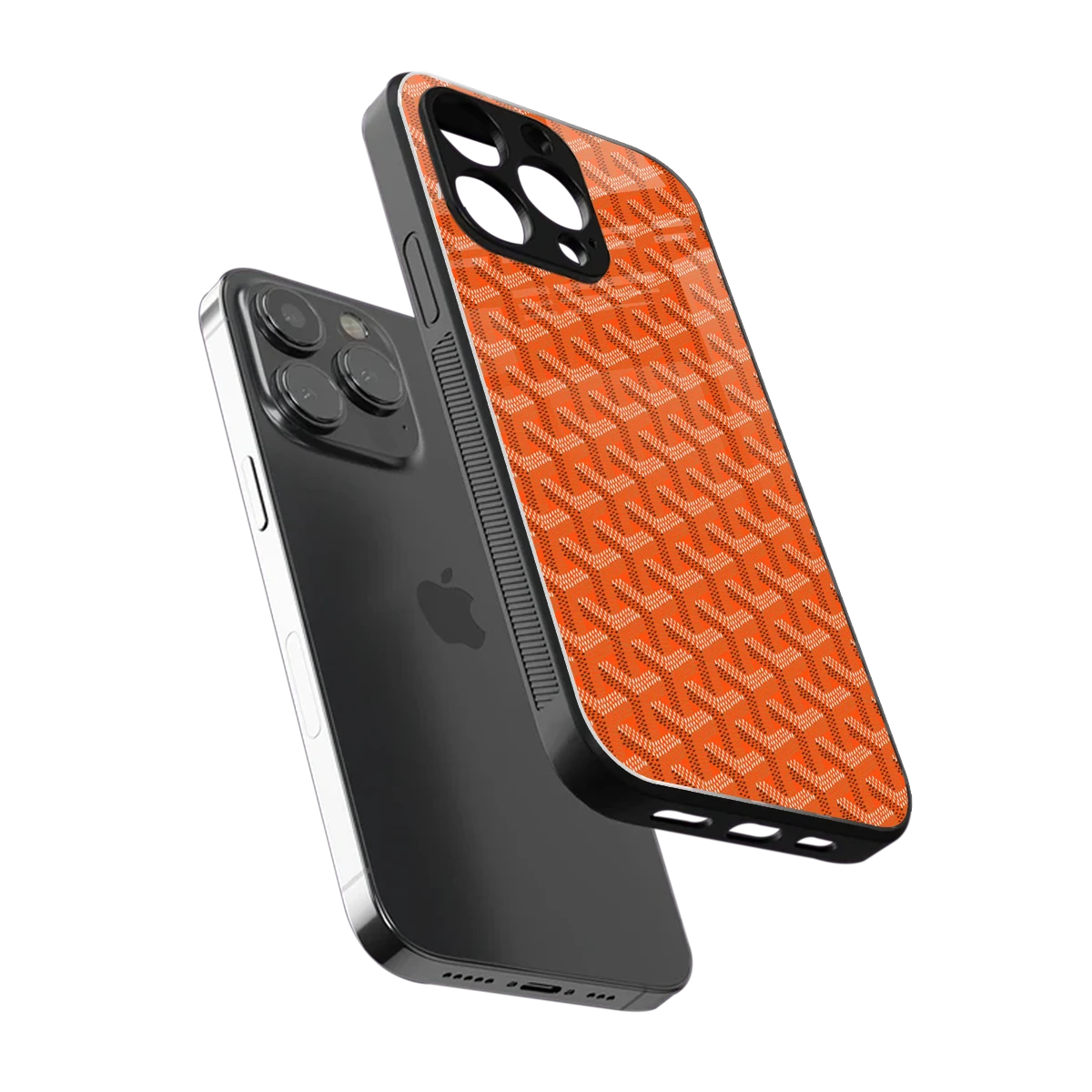 Fusion Wave Orange sleek iphone 15 pro max cover with tempered glass back and TPU edges