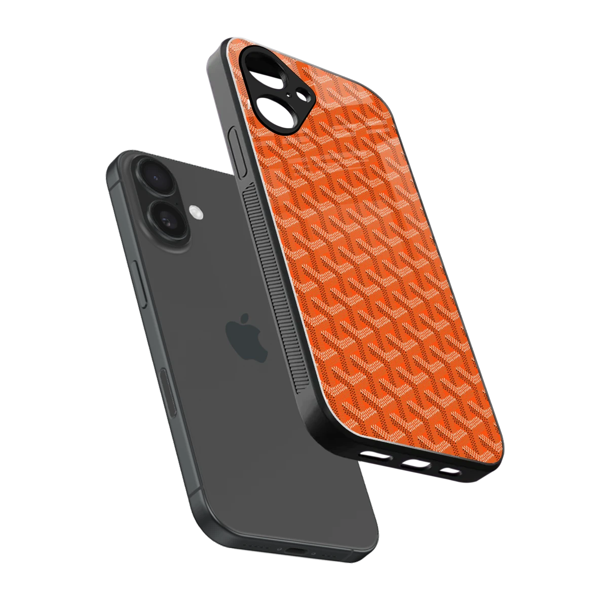 Fusion Wave Orange sleek iPhone 16 cover with tempered glass back and TPU edges