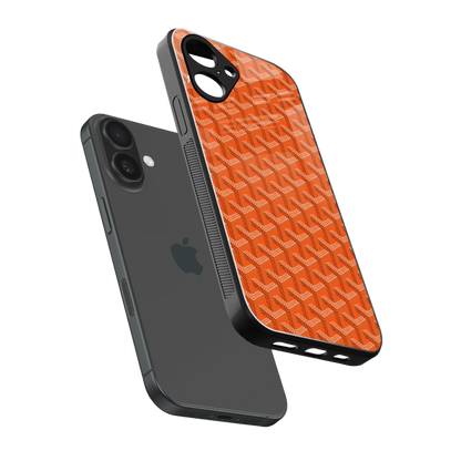Fusion Wave Orange sleek iPhone 16 cover with tempered glass back and TPU edges