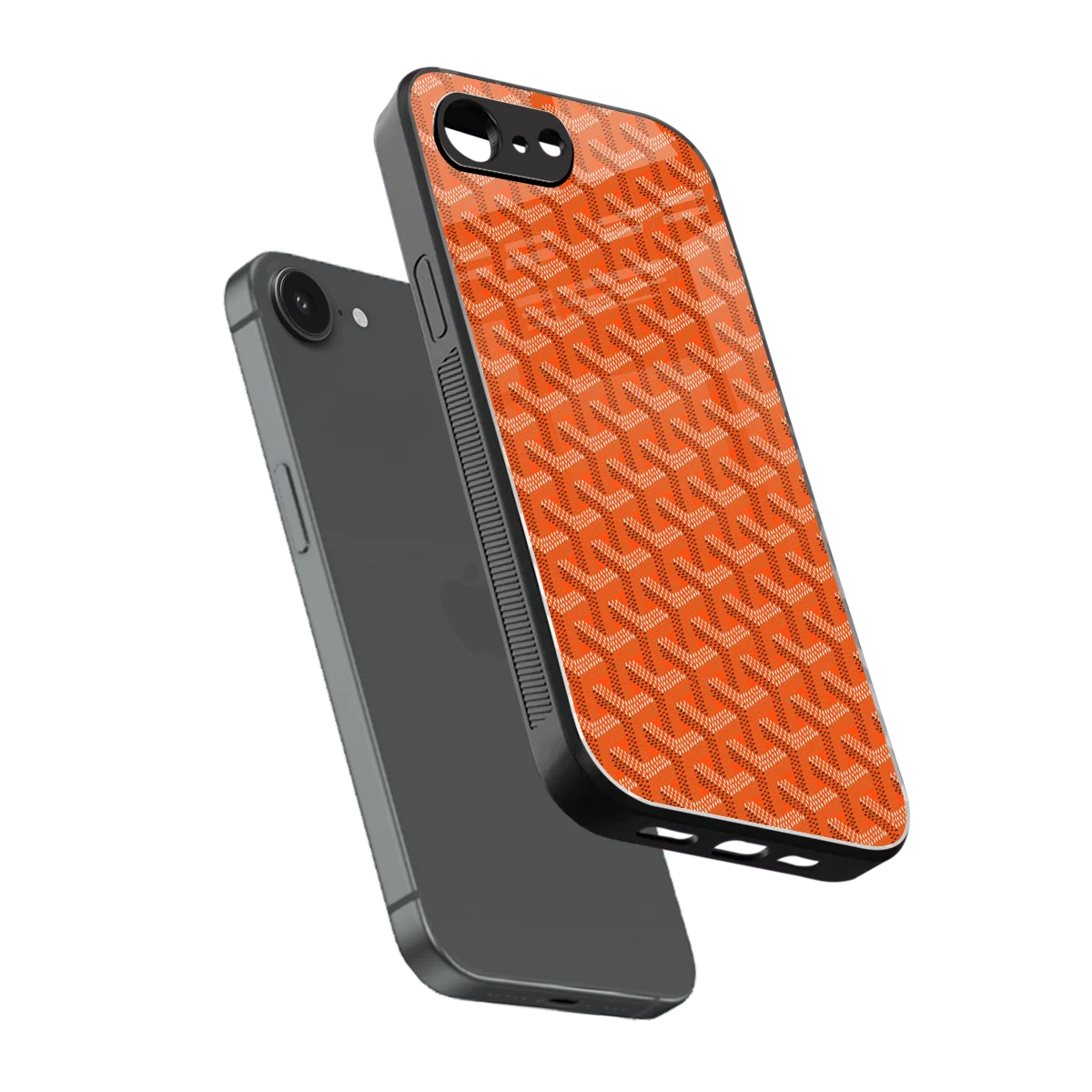 Fusion Wave Orange sleek iphone 16e cover with tempered glass back and TPU edges