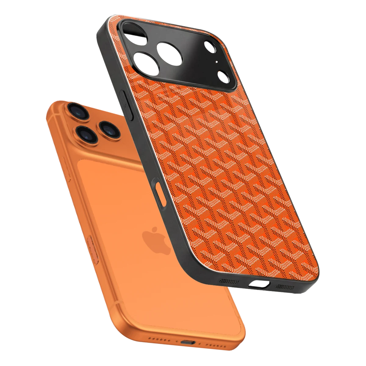 Fusion Wave Orange sleek iphone 17 pro cover with tempered glass back and TPU edges