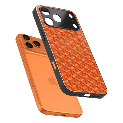 Fusion Wave Orange sleek iphone 17 pro cover with tempered glass back and TPU edges