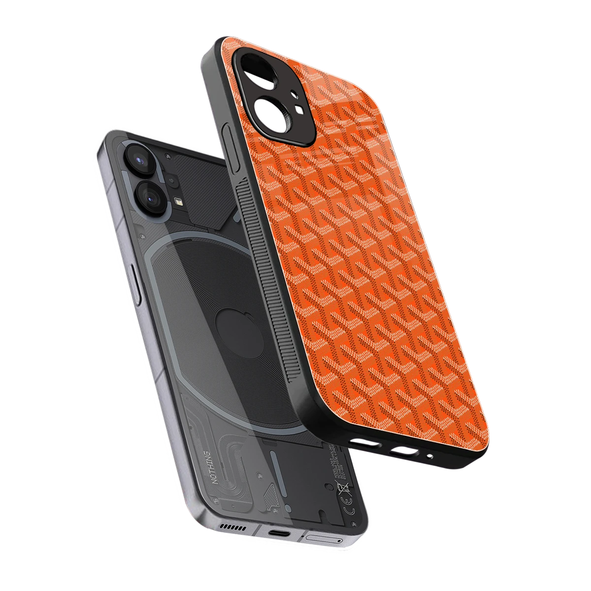 Fusion Wave Orange sleek nothing phone 1 cover with tempered glass back and TPU edges