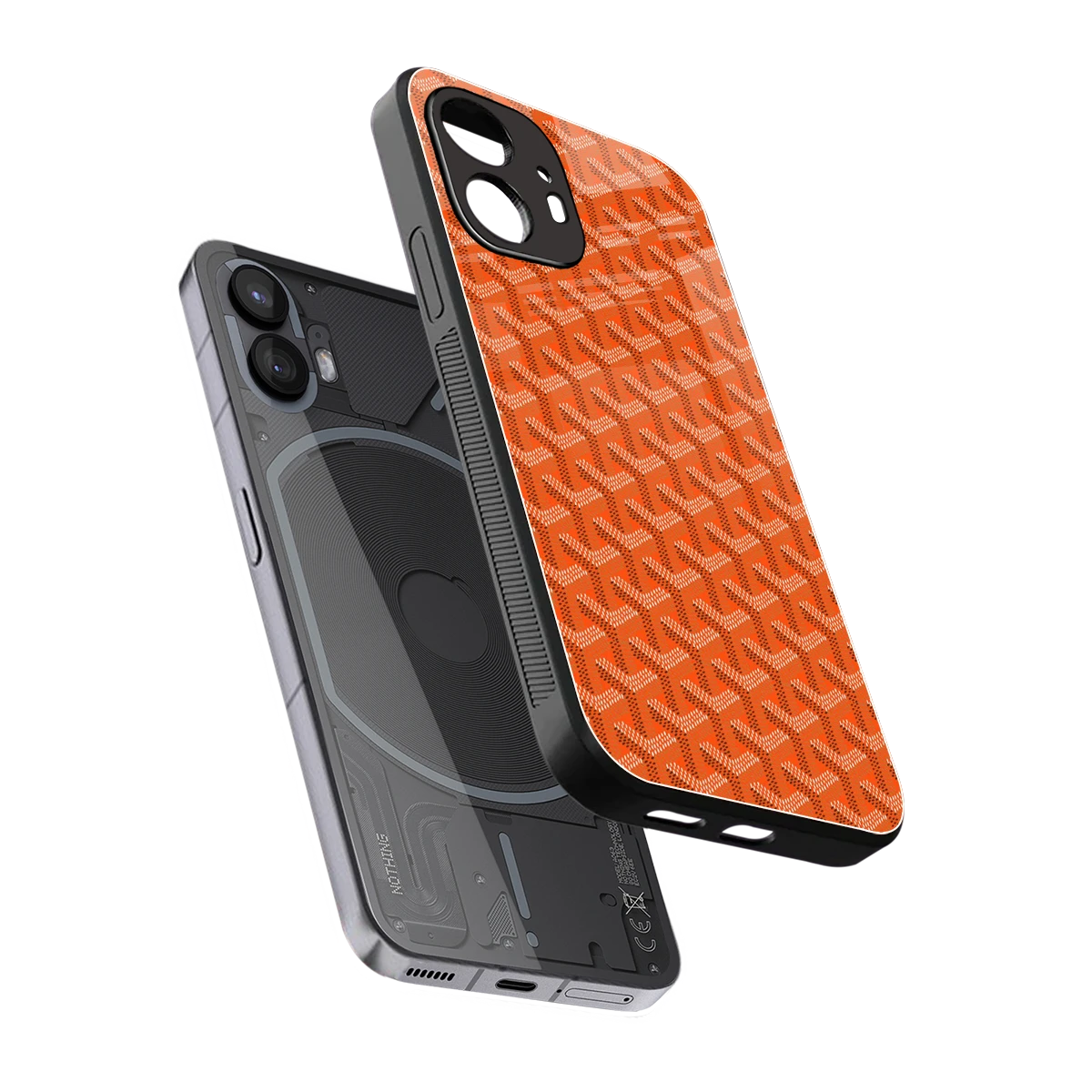 Fusion Wave Orange sleek nothing phone 2 cover with tempered glass back and TPU edges