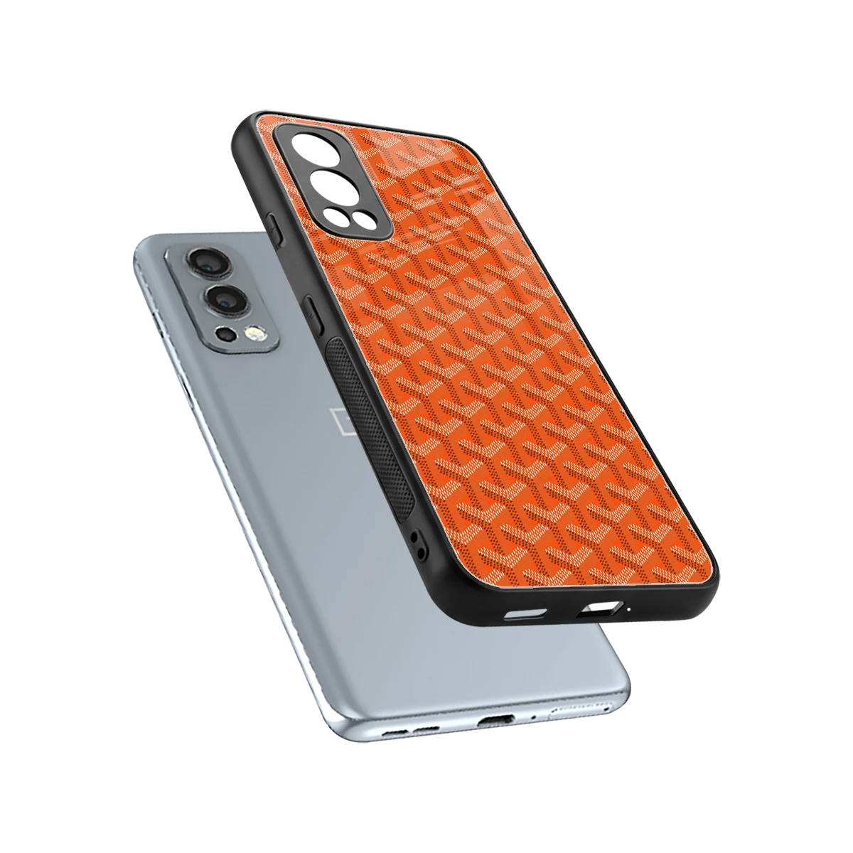 Fusion Wave Orange sleek oneplus nord 2 cover with tempered glass back and TPU edges