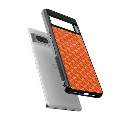 Fusion Wave Orange sleek google pixel 7 pro cover with tempered glass back and TPU edges