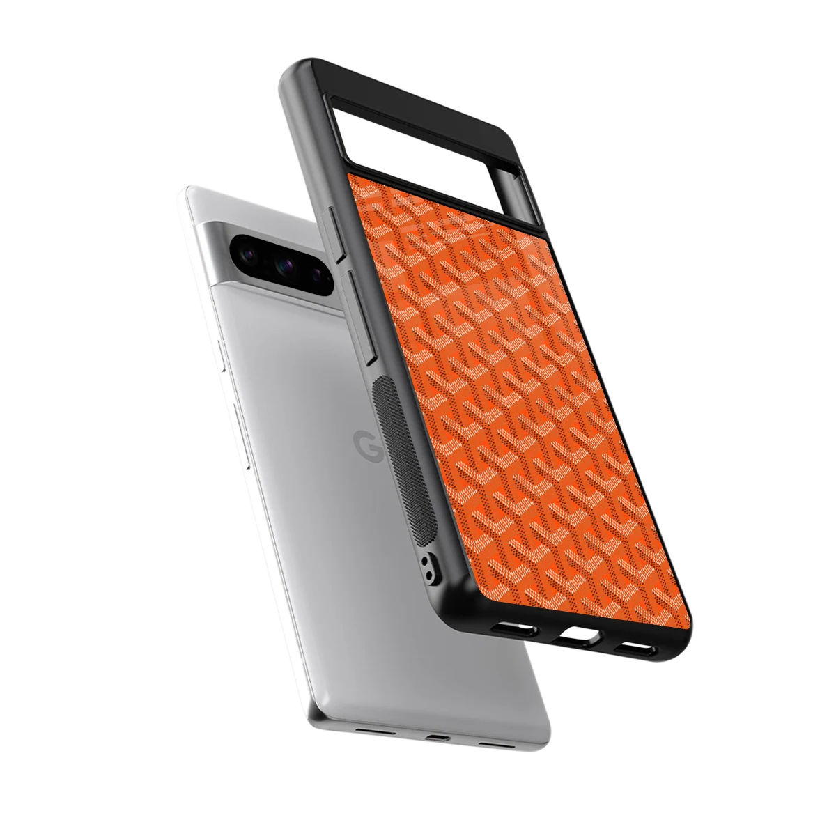 Fusion Wave Orange sleek google pixel 8 pro cover with tempered glass back and TPU edges