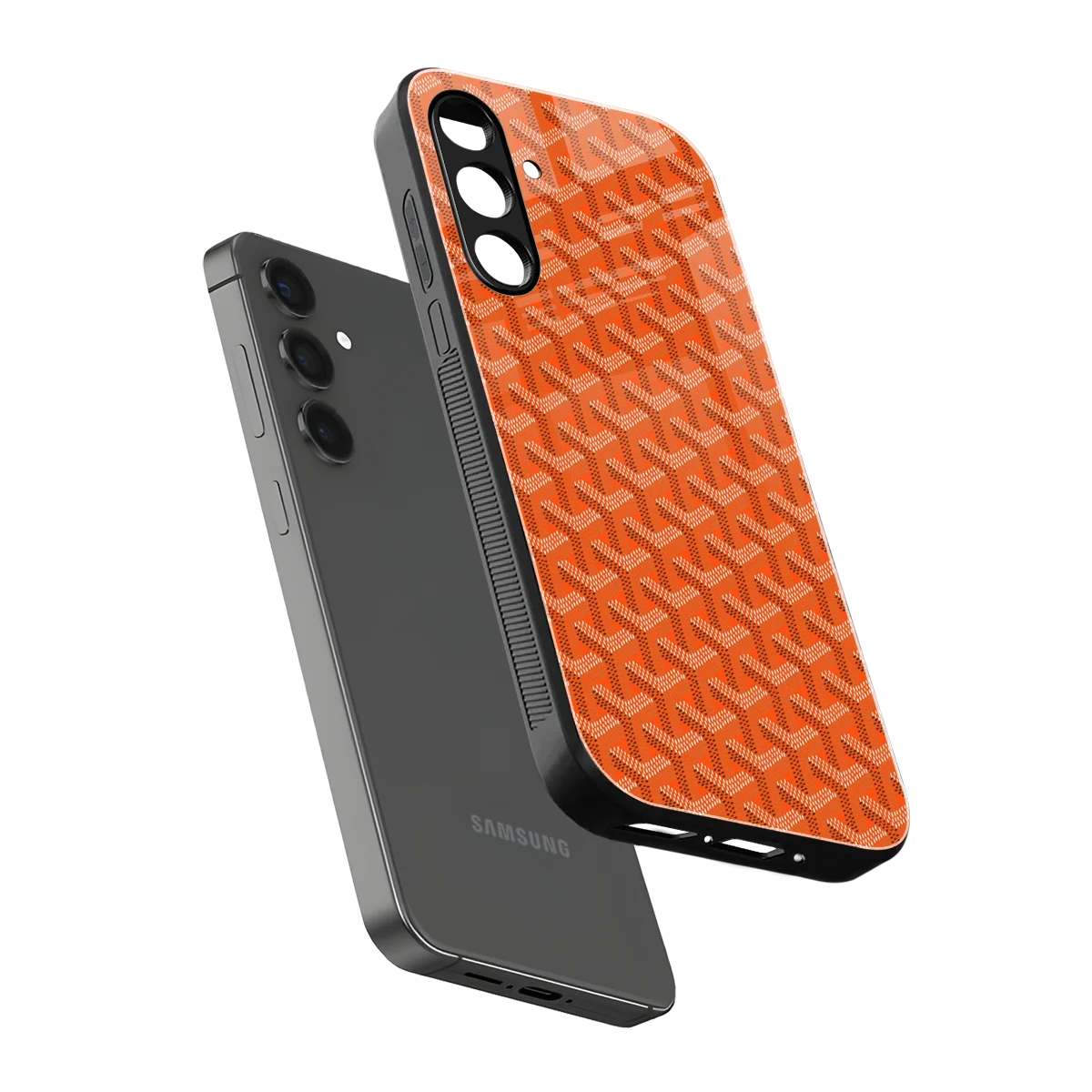 Fusion Wave Orange sleek samsung galaxy m35 5g cover with tempered glass back and TPU edges