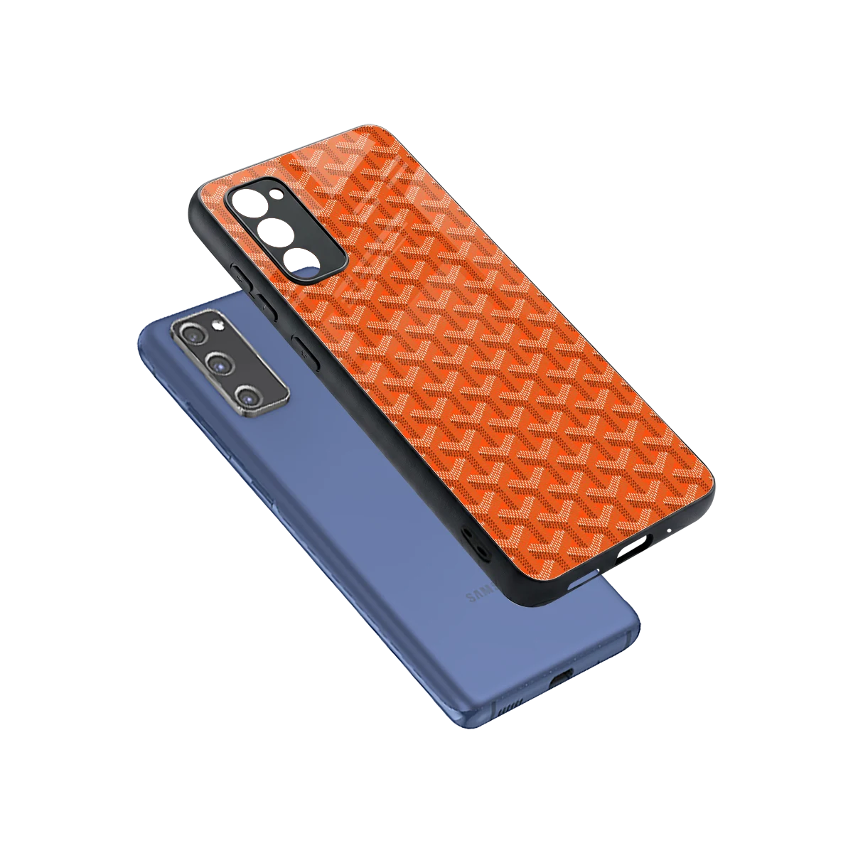 Fusion Wave Orange sleek samsung galaxy s20 fe cover with tempered glass back and TPU edges