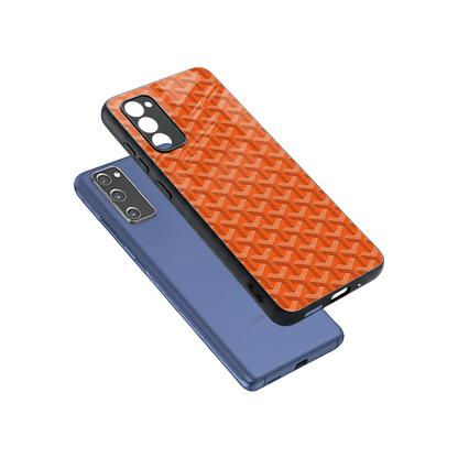 Fusion Wave Orange sleek samsung galaxy s20 fe cover with tempered glass back and TPU edges