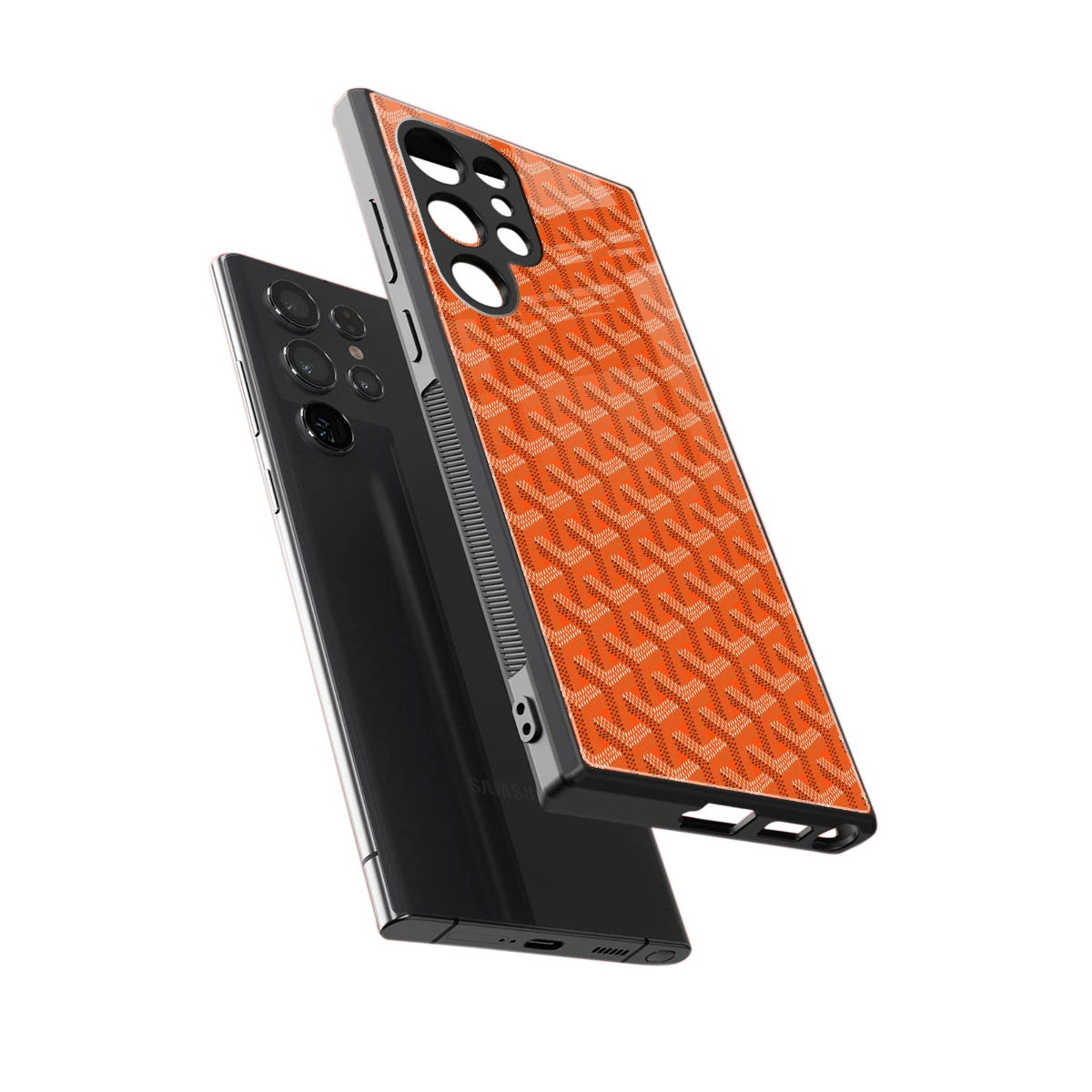 Fusion Wave Orange sleek samsung galaxy s24 ultra cover with tempered glass back and TPU edges