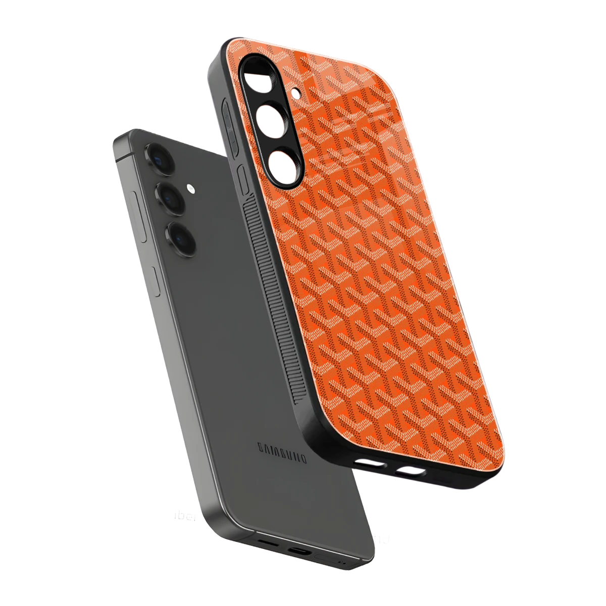 Fusion Wave Orange sleek samsung galaxy s24 cover with tempered glass back and TPU edges