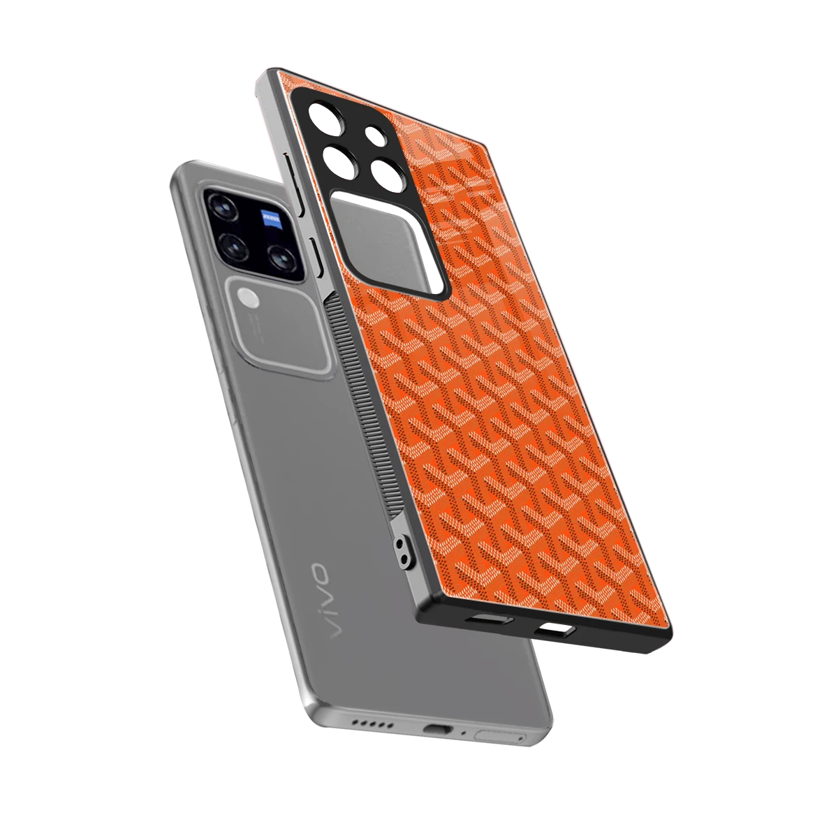 Fusion Wave Orange sleekvivo v30 pro cover with tempered glass back and TPU edges