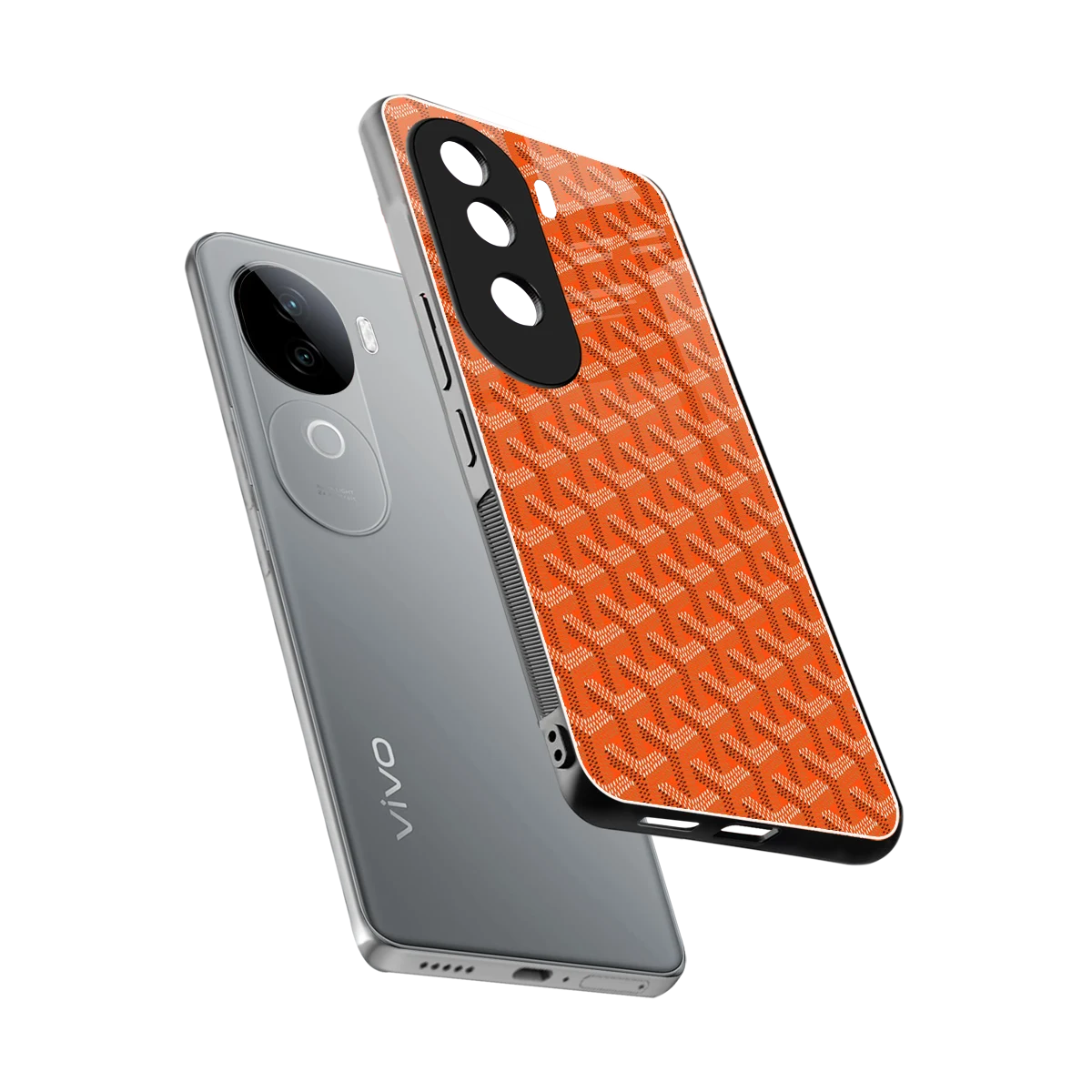 Fusion Wave Orange sleek vivo v40e cover with tempered glass back and TPU edges