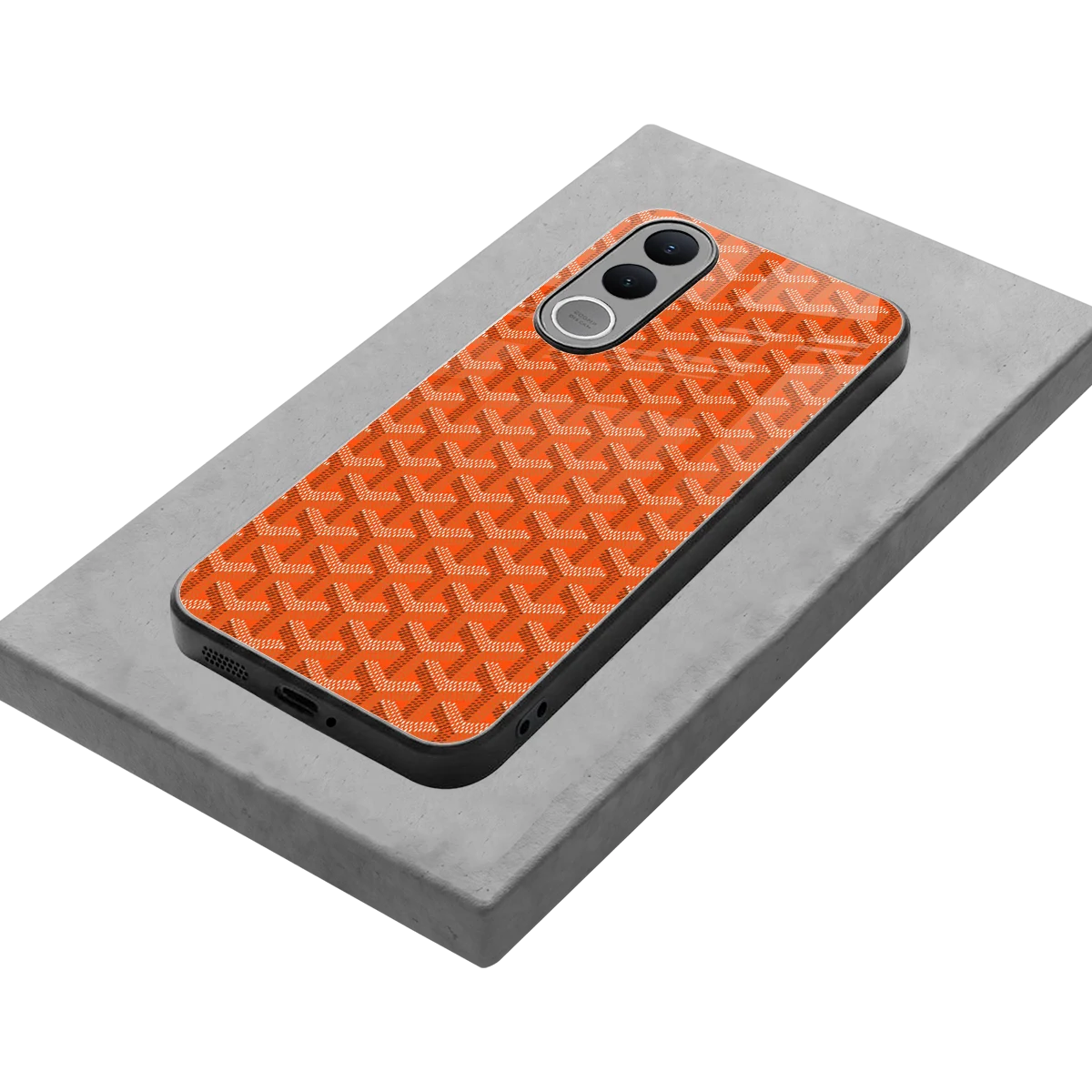 Fusion Wave Orange stylish phone case for vivo v70 fe | glossy glass and slim fit