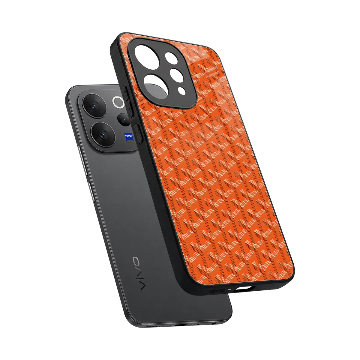 Fusion Wave Orange sleek vivo v70 cover with tempered glass back and TPU edges
