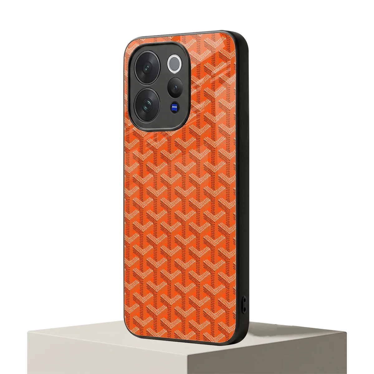 Fusion Wave Orange vivo v70 mobile cover | shockproof glass phone case