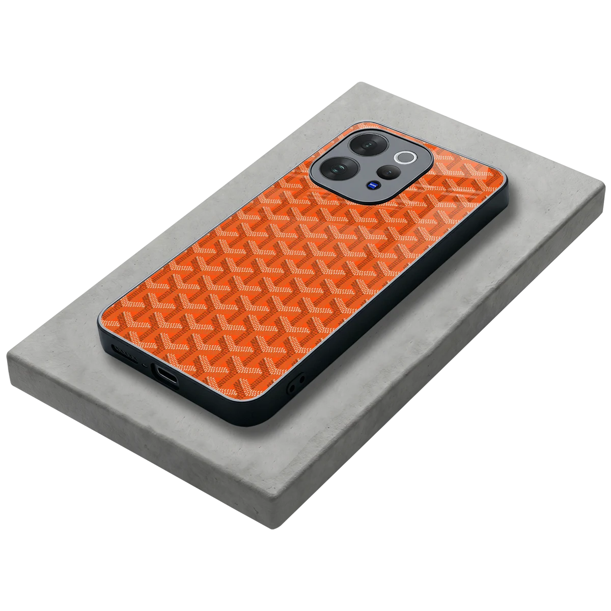 Fusion Wave Orange stylish phone case for vivo v70 | glossy glass and slim fit