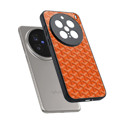 Fusion Wave Orange sleek vivo x200 pro cover with tempered glass back and TPU edges