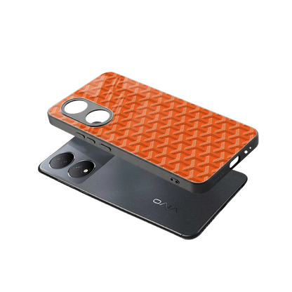 Fusion Wave Orange sleek Vivo-y100 cover with tempered glass back and TPU edges